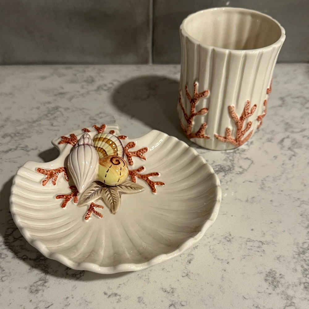 Fitz and Floyd Soap Dish & Cup